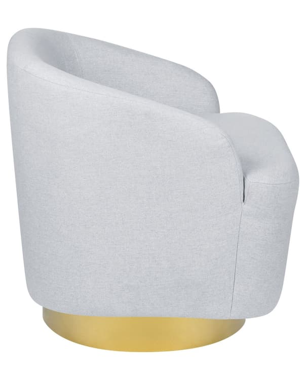 Lenestol Lysegrå Stoff med Gullunderstell svingbar 360° Retro Glamour Art Deco stil