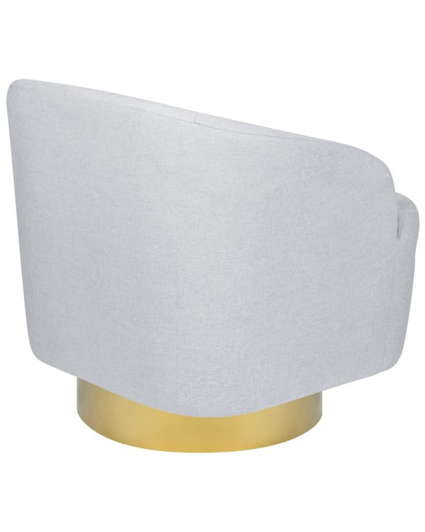Lenestol Lysegrå Stoff med Gullunderstell svingbar 360° Retro Glamour Art Deco stil