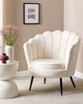 Miniatyrbilde 2 av 8: Lenestol Off-White Velvet Novelty Form Metallben Retro
