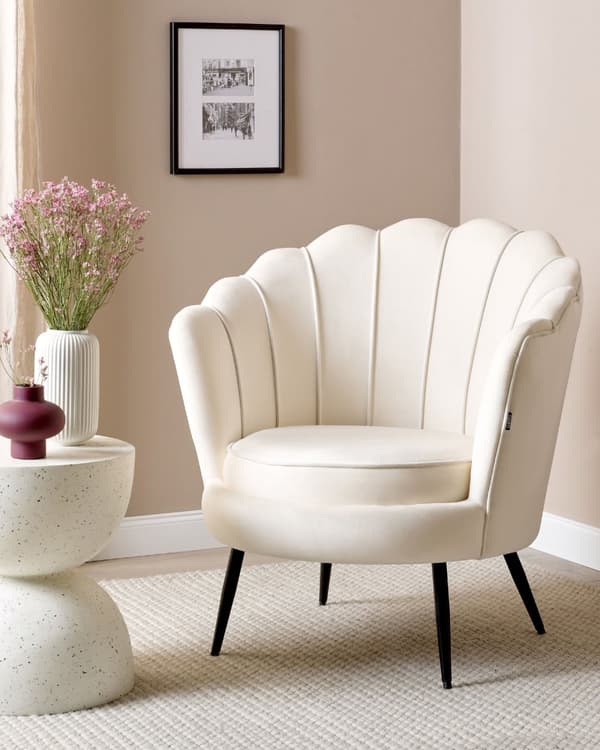 Lenestol Off-White Velvet Novelty Form Metallben Retro