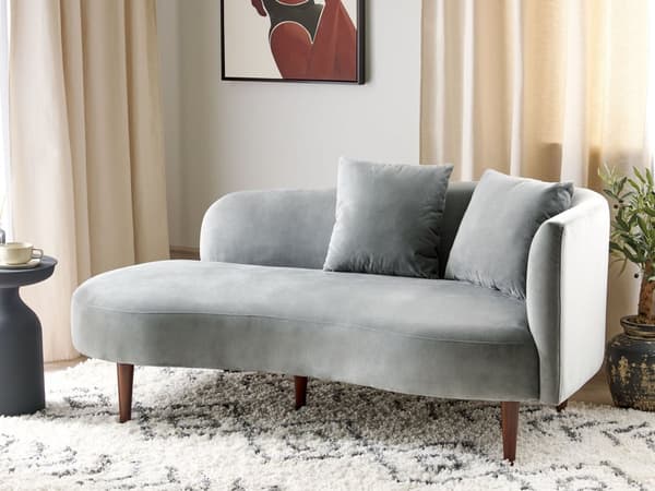 Sjeselong Kremfarget Fløyel Polyester Høyrevendt Ben i mørkt tre Ekstra puter Moderne design Stuemøbler