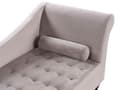 Miniatyrbilde 9 av 11: Høyrehånds sjeselong Taupe fløyelspolstring Svarte ben Oppbevaringsrom Tuftet sete Bolsterpute Glam Retro Design