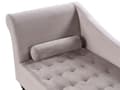 Miniatyrbilde 9 av 11: Venstrehånds sjeselong Taupe fløyelspolstring Sorte ben Oppbevaringsrom Tuftet sete Bolsterpute Glam Retro Design