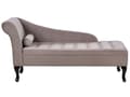 Miniatyrbilde 1 av 11: Venstrehånds sjeselong Taupe fløyelspolstring Sorte ben Oppbevaringsrom Tuftet sete Bolsterpute Glam Retro Design
