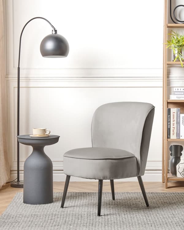 Fåtölj Ljusgrå Boucle-tyg Armlös Accentstol Armlös Metallben Modern Design Vardagsrum Sovrum