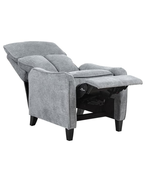 Vilstol Grå Tyg Justerbar Rygg Utdragbar Fotpall Hög Rygg Vintage Stil