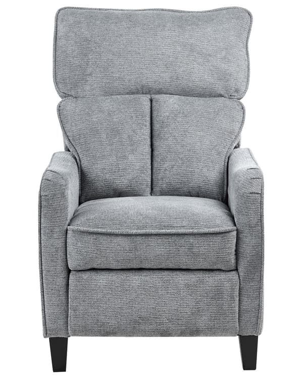 Vilstol Grå Tyg Justerbar Rygg Utdragbar Fotpall Hög Rygg Vintage Stil