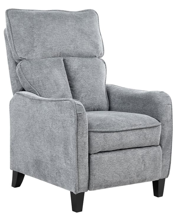 Vilstol Grå Tyg Justerbar Rygg Utdragbar Fotpall Hög Rygg Vintage Stil