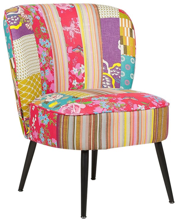 Fåtölj Flerfärgad Patchwork Armlös Accentstol Armlös Metallben Modern Design Vardagsrum Sovrum