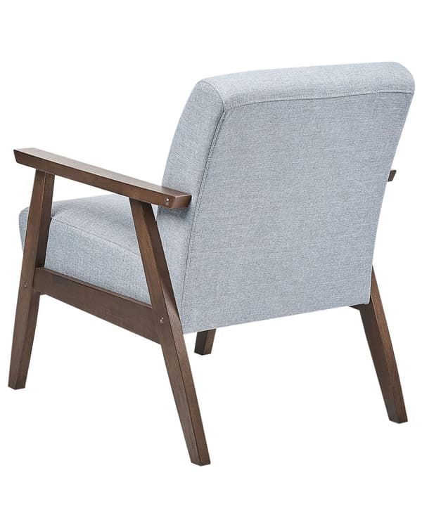 Fåtölj Ljusgrå Polyestertyg Klädsel Retro Design Träram Armstöd Vardagsrum