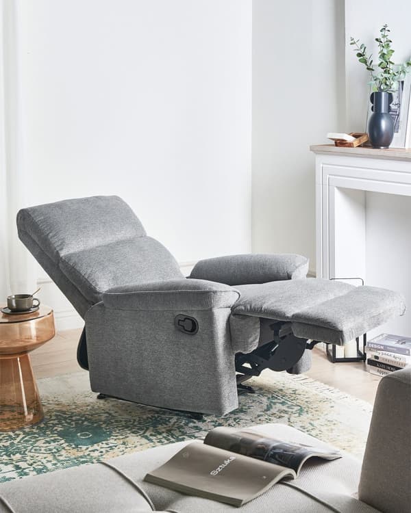 Lenestol i stoff med fotstøtte Grå Polyester Moderne Moderne stil