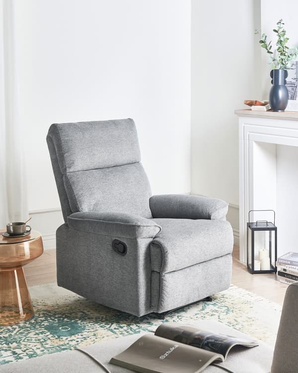 Lenestol i stoff med fotstøtte Grå Polyester Moderne Moderne stil