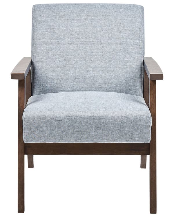 Lænestol Lysegrå Stof Stuestol med Armlæn til Stuen Bred Hvilestol Polstret Retro Design Møbel