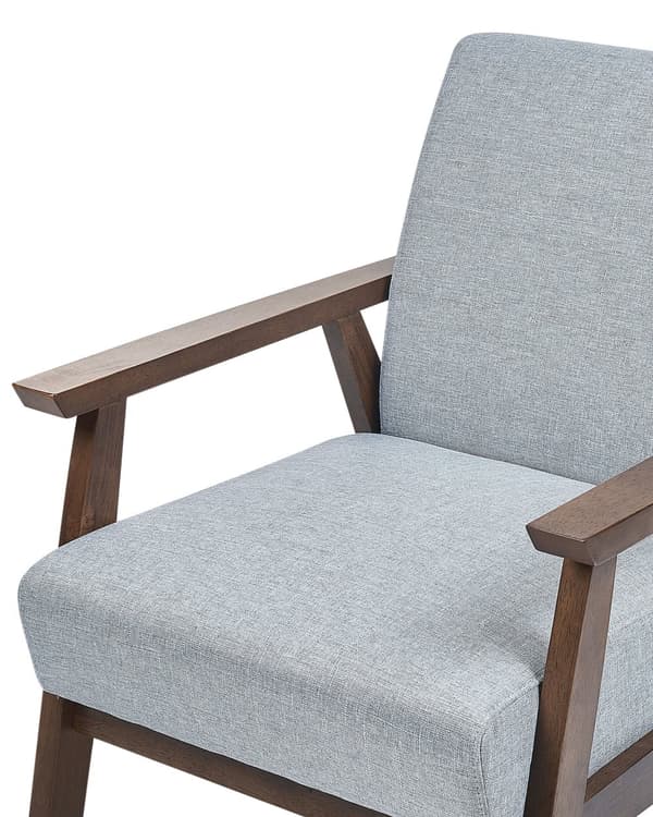 Lænestol Lysegrå Stof Stuestol med Armlæn til Stuen Bred Hvilestol Polstret Retro Design Møbel
