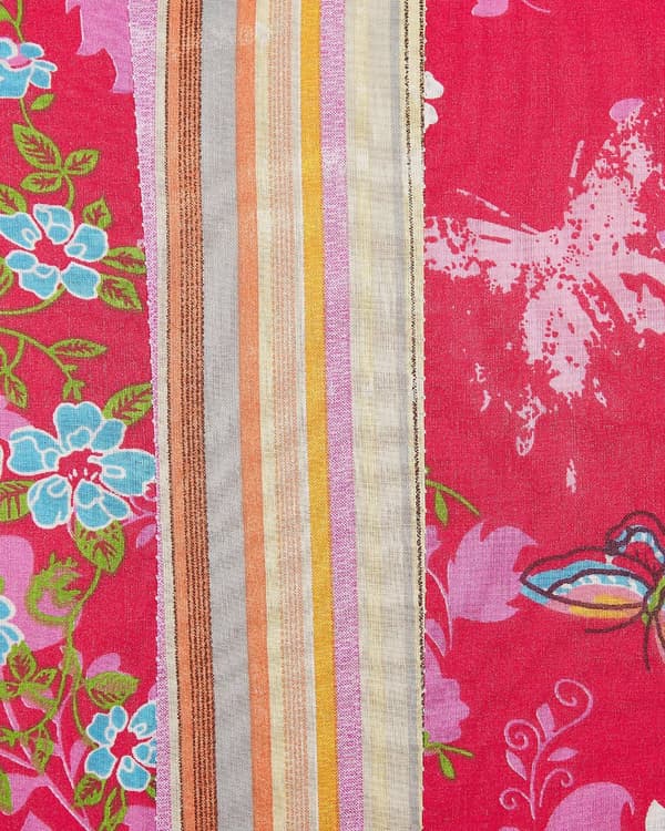 Blomstret Lænestol Multifarvet Stof Stuestol uden Armlæn til Stuen Bred Hvilestol Polstret Patchwork Retro Design