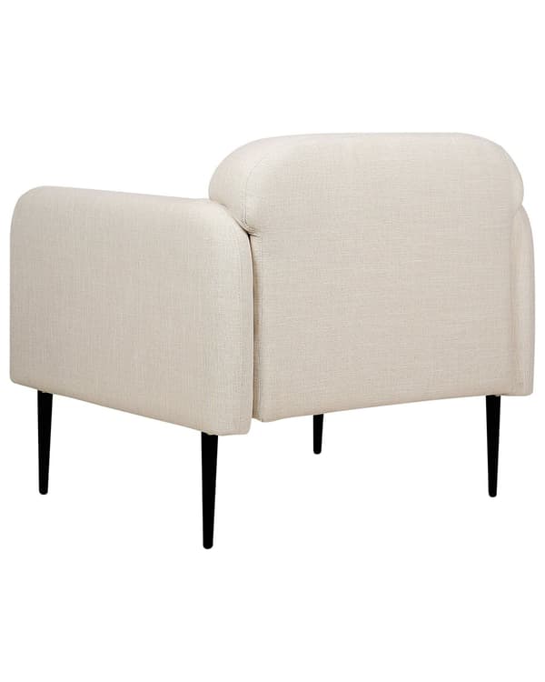 Lenestol i beige og svart linstoff med metallben 83 x 74 x 77 cm Badekarstol Polstret Myk Retro Art Decor Style Stue
