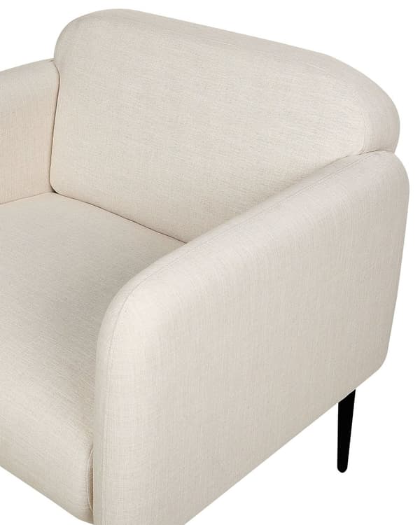 Lenestol i beige og svart linstoff med metallben 83 x 74 x 77 cm Badekarstol Polstret Myk Retro Art Decor Style Stue
