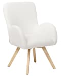 Miniatyrbilde 4 av 9: Loungestol Hvit Boucle-kledning Solid Modern Club Chair med armlener Treben