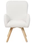 Miniatyrbilde 5 av 9: Loungestol Hvit Boucle-kledning Solid Modern Club Chair med armlener Treben