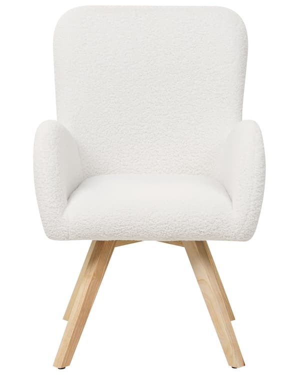 Loungestol Hvit Boucle-kledning Solid Modern Club Chair med armlener Treben