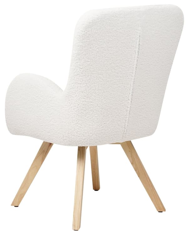 Loungestol Hvit Boucle-kledning Solid Modern Club Chair med armlener Treben