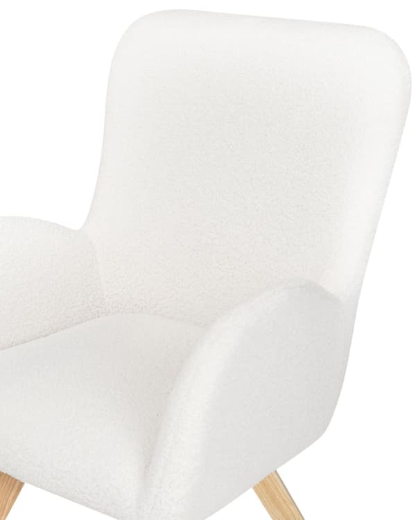 Loungestol Hvit Boucle-kledning Solid Modern Club Chair med armlener Treben