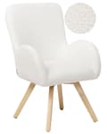 Miniatyrbilde 1 av 9: Loungestol Hvit Boucle-kledning Solid Modern Club Chair med armlener Treben