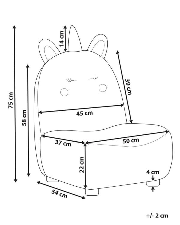 Dyre-stol Hvit polyesterpolstring Armless Nursery Furniture Seat for barn Moderne design Enhjørningform
