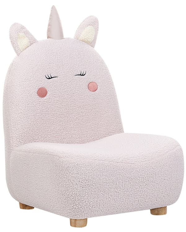 Dyre-stol Hvit polyesterpolstring Armless Nursery Furniture Seat for barn Moderne design Enhjørningform