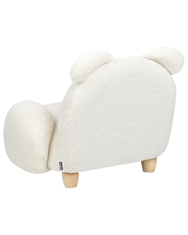 Lasten nojatuoli luonnonvalkoinen teddykangasverhoilu jänis pörröinen lastenhuoneen moderni