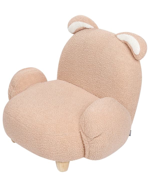 Lasten nojatuoli beige teddykangasverhoilu jänis pörröinen lastenhuoneen moderni