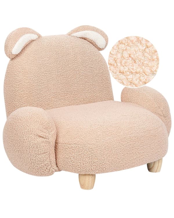 Lasten nojatuoli beige teddykangasverhoilu jänis pörröinen lastenhuoneen moderni