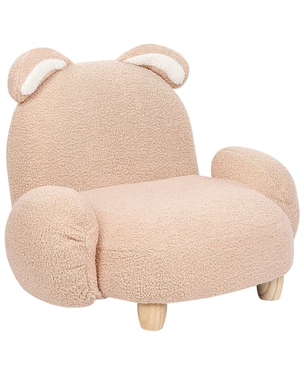 Djurfåtölj Beige polyesterklädsel Barnrumsmöbler Sittplats för barn Modern design Kaninform