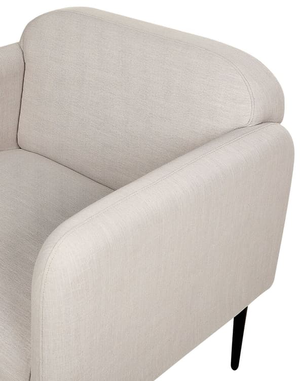 Lænestol i gråbeige hørpolyester med sorte metalben 83 x 74 x 77 cm retro cocktailstil minimalistisk polstret stue