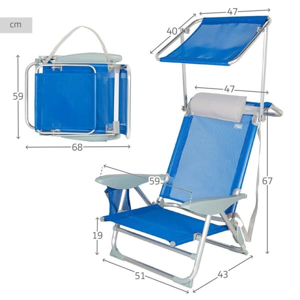 Strandstol Aktive Blå 47 x 67 x 43 cm (2 enheter)