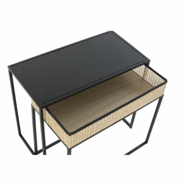 Senterbord DKD Home Decor Svart Naturell 60 x 30 x 50 cm
