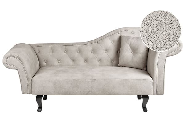 Sjeselong Taupe Fløyel Knappetuftet Polstring høyrevendt med pute Retro Tradisjonell stil Lett å rengjøre Kjæledyrvennlig