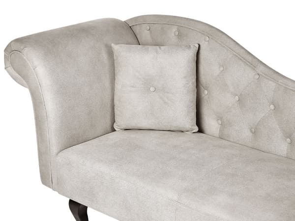 Sjeselong Taupe Fløyel Knappetuftet Polstring Venstrevendt med pute Retro Tradisjonell stil Lett å rengjøre Kjæledyrvennlig