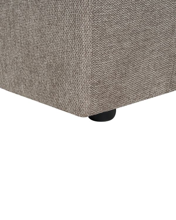 Nojatuoli ruskeanharmaa kangasverhoilu muovijalat irrotettava tyynypäällinen retro