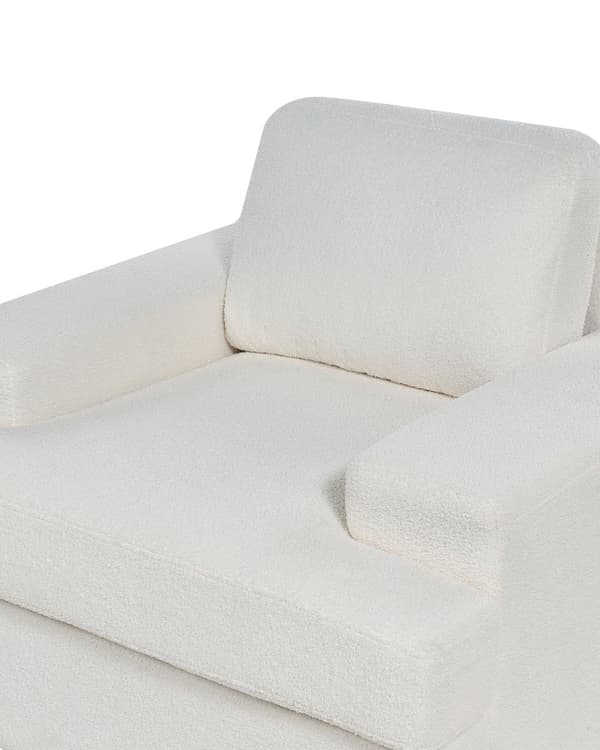 Sett med 2 lenestoler i hvit boucle med polstret, tykt polstret ryggstøtte Klassisk stue-sofa