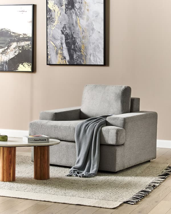 Lenestol Lysegrå stoff polstret med tykk polstret rygg Classic Stue Sofa