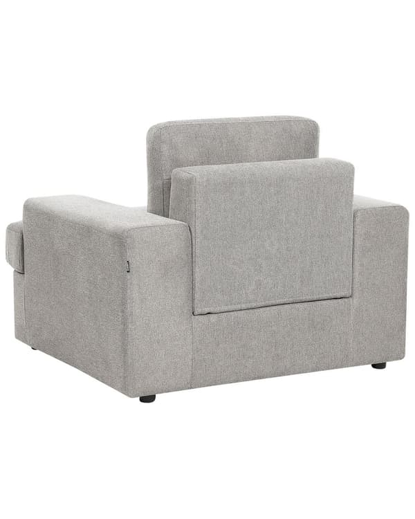 Sett med 2 lenestoler i lysegrått stoff med polstret, tykt polstret ryggstøtte Klassisk stue-sofa