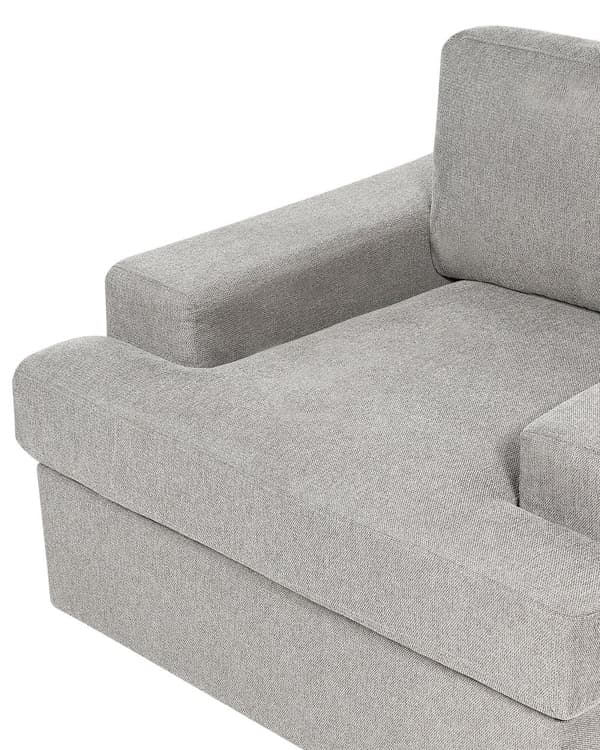 Lænestol Grå Stof Stuestol med Armlæn til Stuen Bred Hvilestol Polstret Design Møbel