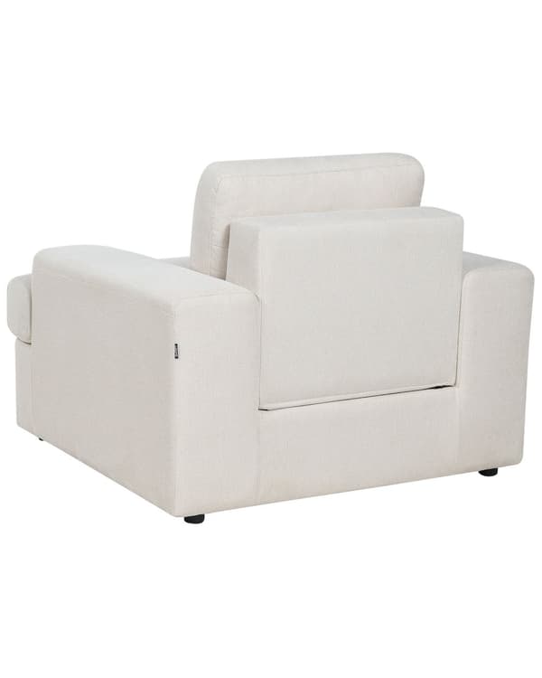 Lænestol Beige Stof Stuestol med Armlæn til Stuen Bred Hvilestol Polstret Design Møbel