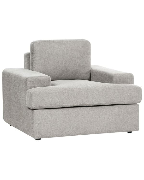 Lænestol Lysegrå Stof Sæt af 2 Stuestol med Armlæn til Stuen Brede Hvilestole Polstret Design Møbel