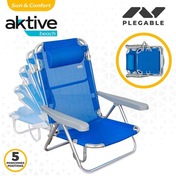 Aktive Telttatuoli 5 60x47x83 Cm Kanssa Tyyny 60x47x83 Cm Sininen