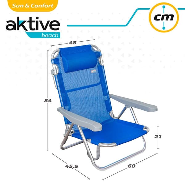 Aktive Telttatuoli 5 60x47x83 Cm Kanssa Tyyny 60x47x83 Cm Sininen