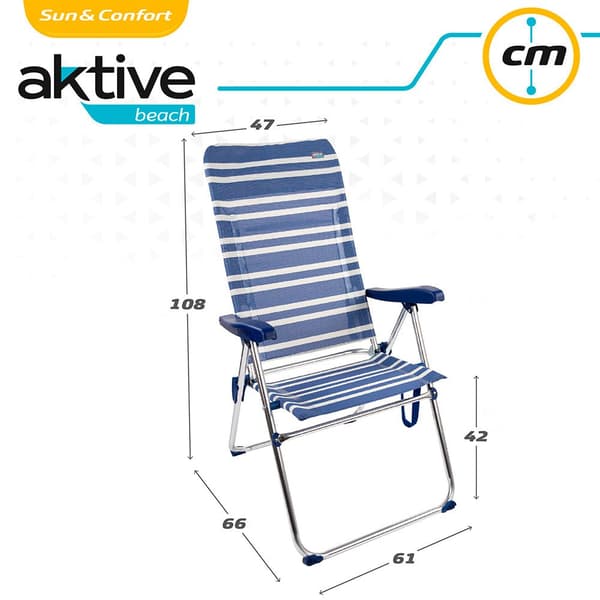 Aktive Foldestol Højt Ryglæn 5 61x69x108 Cm 61x69x108 Cm Hvid,Blå 61 x 69 x 108 cm