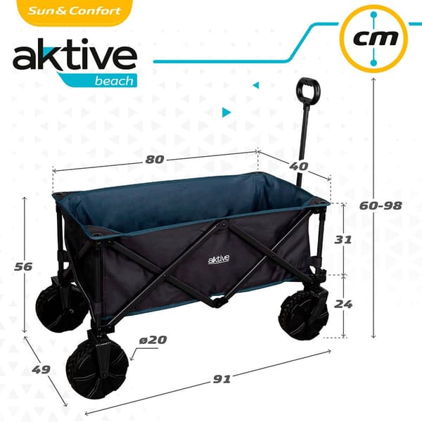 Aktive Sammenfoldelig Vogn Med Hjul Til Sand 50kg Sort 91 x 56 x 49 cm