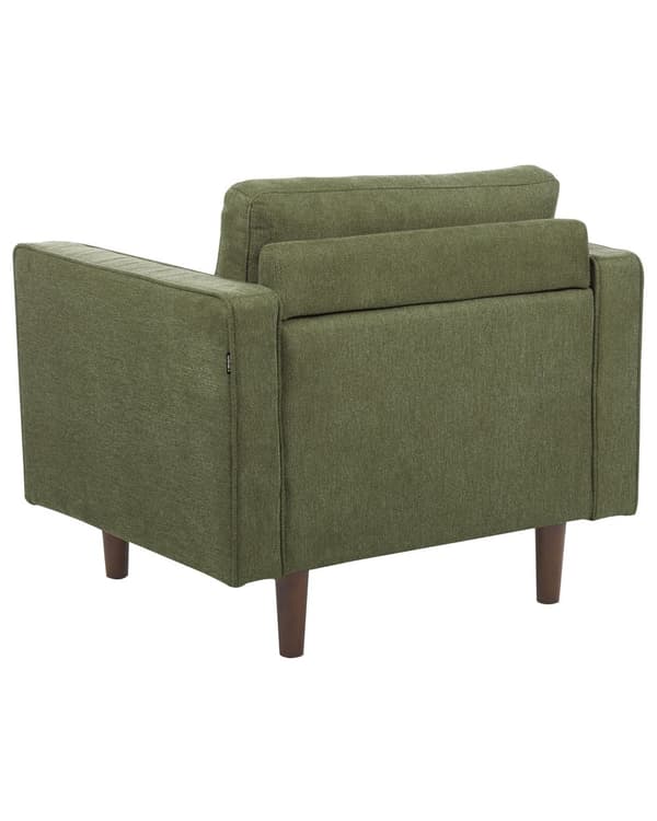 Fåtölj Grön Klädd Stoppad Kraftigt Vadderad Ryggstöd Klassisk Retro Design Vardagsrum